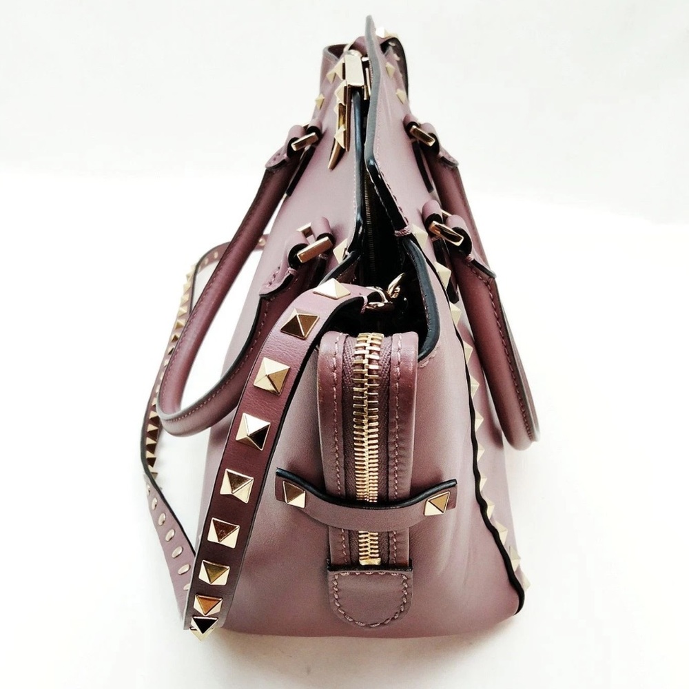 351. Valentino Garavani Rockstud Purple Rigid Leather with Gold Studs - Picture 3 of 9
